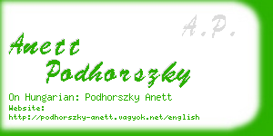 anett podhorszky business card